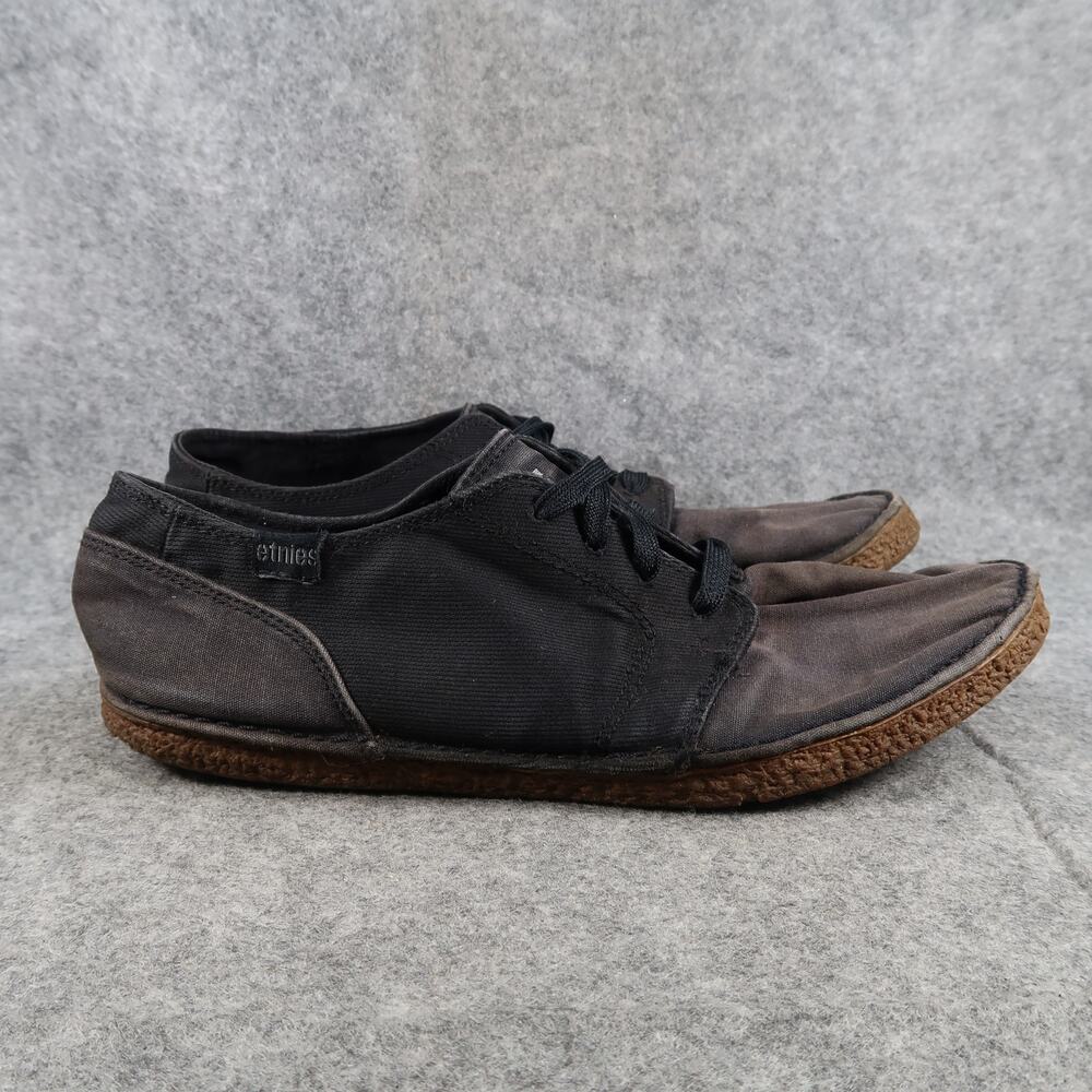 Etnies Shoes Mens 9.5 Lurker Sneakers Casual Lifestyle Chukka Black Canvas Flat